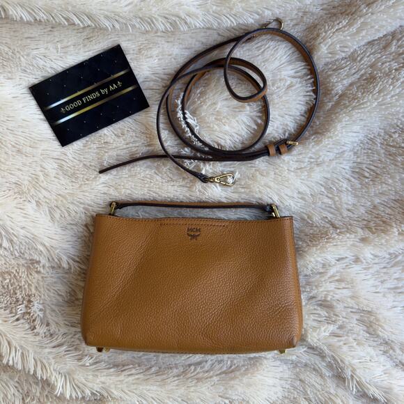 MCM Mini Visetos Top Handle Crossbody - Cognac - Picture 3 of 10